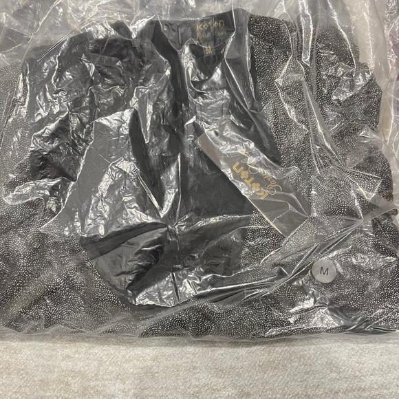 NEW KOTON‎ Shimmer Mini Dress Long Sleeve Party Cocktail Bodycon Black Silver M - Picture 8 of 9